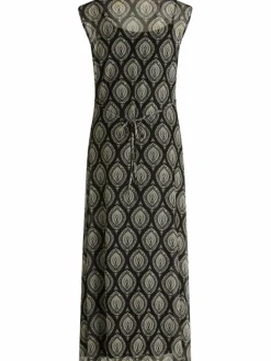 Cartoon Kleider<Damen Kleid schwarz beige gemustert