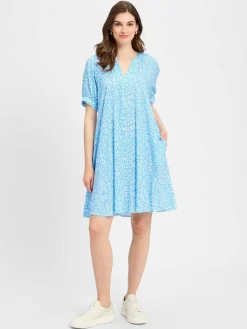 Marie Lund Kleider<Damen Kleid blau weiß gemustert