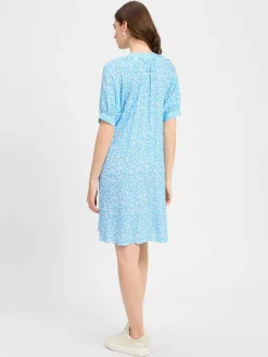 Marie Lund Kleider<Damen Kleid blau weiß gemustert