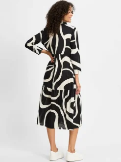 Opus Kleider<Damen Kleid - Werano flow schwarz weiß gemustert