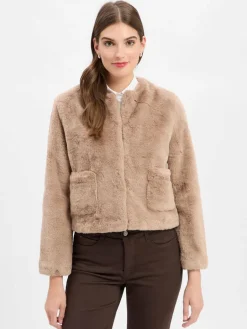 Marie Lund Jacken & Westen<Damen Kunstfelljacke taupe uni