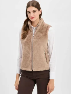 Marie Lund Jacken & Westen<Damen Kunstfellweste taupe uni