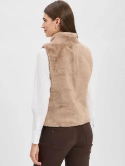 Marie Lund Jacken & Westen<Damen Kunstfellweste taupe uni