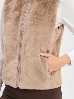 Marie Lund Jacken & Westen<Damen Kunstfellweste taupe uni