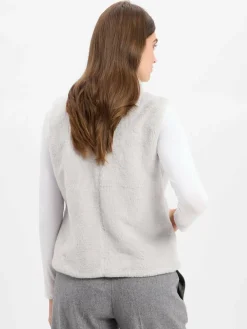 Marie Lund Jacken & Westen<Damen Kunstfellweste hellgrau uni