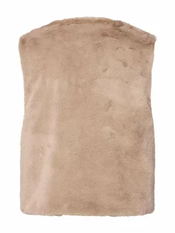 Marie Lund Jacken & Westen<Damen Kunstfellweste - Tilda taupe uni