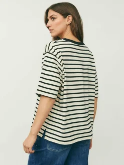 Masai Shirts & Tops<Damen Kurzarm T-shirt schwarz gestreift