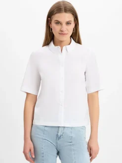 JOOP! Blusen<Damen Kurzarmbluse - Berta weiß uni