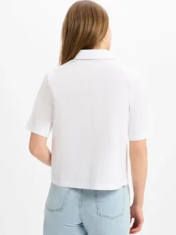 JOOP! Blusen<Damen Kurzarmbluse - Berta weiß uni