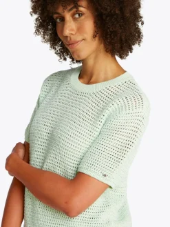 Tommy Hilfiger Pullover & Strickjacken<Damen Kurzarm-Pullover lind uni