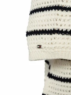 Tommy Hilfiger Pullover & Strickjacken<Damen Kurzarm-Pullover ecru marine gestreift