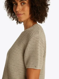 Tommy Hilfiger Pullover & Strickjacken<Damen Kurzarm-Pullover beige uni