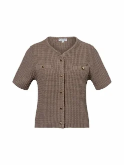 Marie Lund Pullover & Strickjacken<Damen Kurzarm-Strickjacke taupe uni