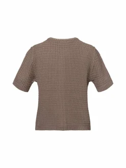 Marie Lund Pullover & Strickjacken<Damen Kurzarm-Strickjacke taupe uni