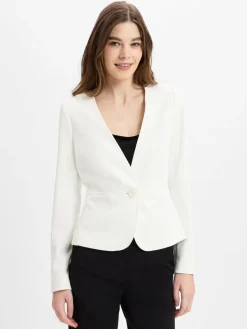 zero Blazer<Damen Kurzblazer weiß uni