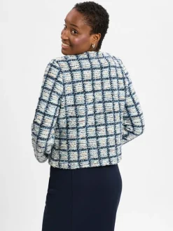 Rich & Royal Blazer<Damen Kurzblazer hellblau ecru strukturiert