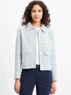 comma Blazer<Damen Kurzblazer hellblau weiß kariert
