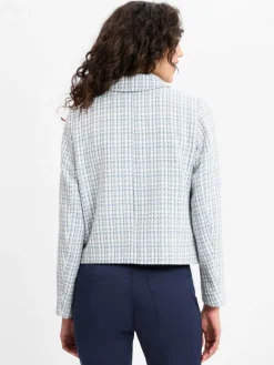 comma Blazer<Damen Kurzblazer hellblau weiß kariert