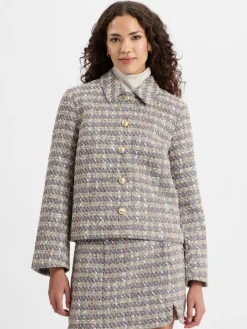 Y.A.S Blazer<Damen Kurzblazer - YASSiraz grau braun gemustert