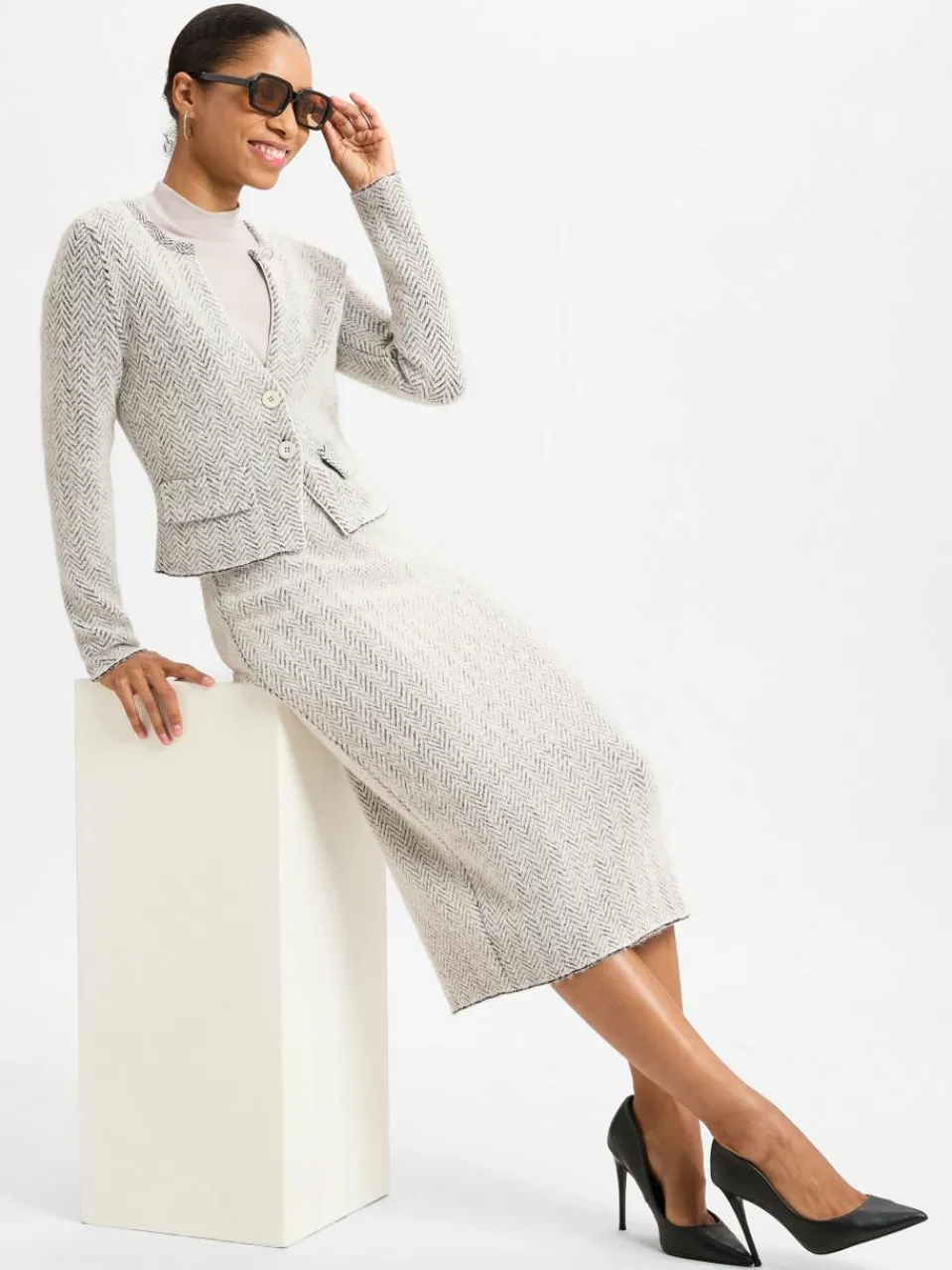 Damen Marc Cain Collections Pullover & Strickjacken|Blazer>Damen Kurzblazer mit Alpaka-Anteil