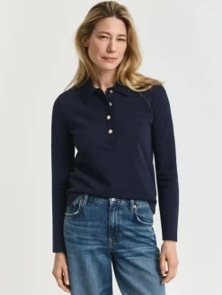 Damen Gant Shirts & Tops>Damen Langarm-Poloshirt