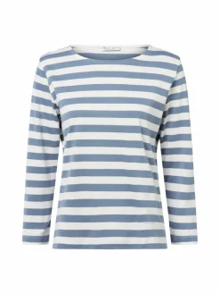 Marie Lund Shirts & Tops<Damen Langarmshirt ecru blau gestreift
