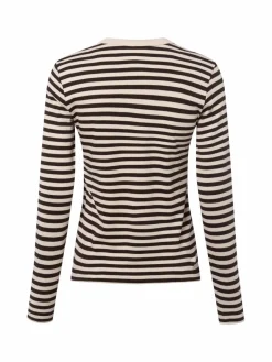 Marie Lund Shirts & Tops<Damen Langarmshirt beige schoko gestreift