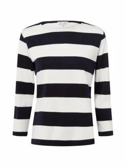 Marie Lund Shirts & Tops<Damen Langarmshirt ecru marine gestreift
