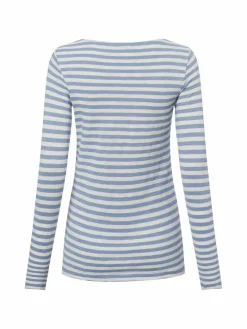 Marc O'Polo Shirts & Tops<Damen Langarmshirt hellblau weiß gestreift