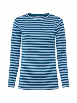 brookshire Shirts & Tops<Damen Langarmshirt petrol hellblau gestreift