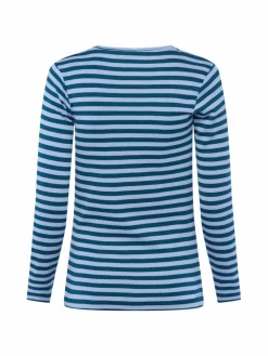 brookshire Shirts & Tops<Damen Langarmshirt petrol hellblau gestreift