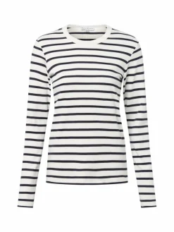 Marie Lund Shirts & Tops<Damen Langarmshirt ecru marine gestreift