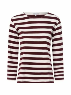 Marie Lund Shirts & Tops<Damen Langarmshirt ecru bordeaux gestreift