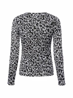 Vila Shirts & Tops<Damen Langarmshirt - rine schwarz weiß gemustert