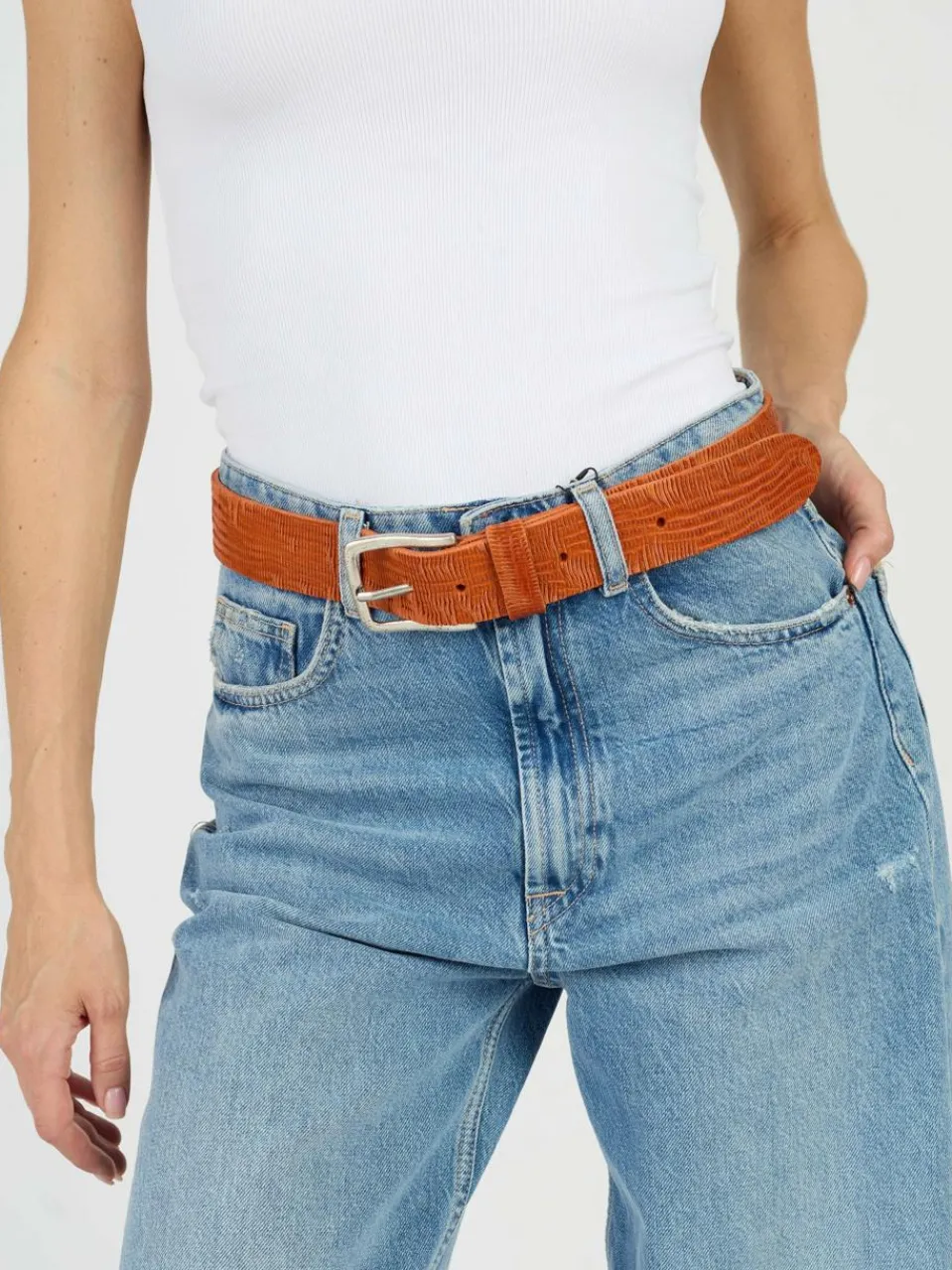 JCC Gürtel & Hosenträger<Damen Ledergürtel orange uni