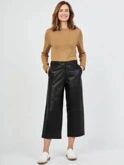 JCC Hosen<Damen Lederhose schwarz uni