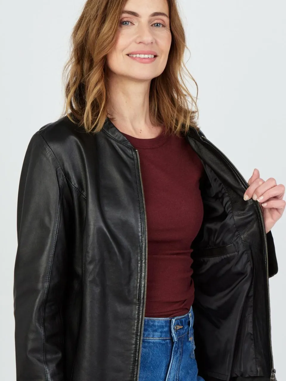 Damen JCC Jacken & Westen>Damen Lederjacke