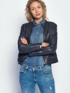 Maze Jacken & Westen<Damen Lederjacke blau uni