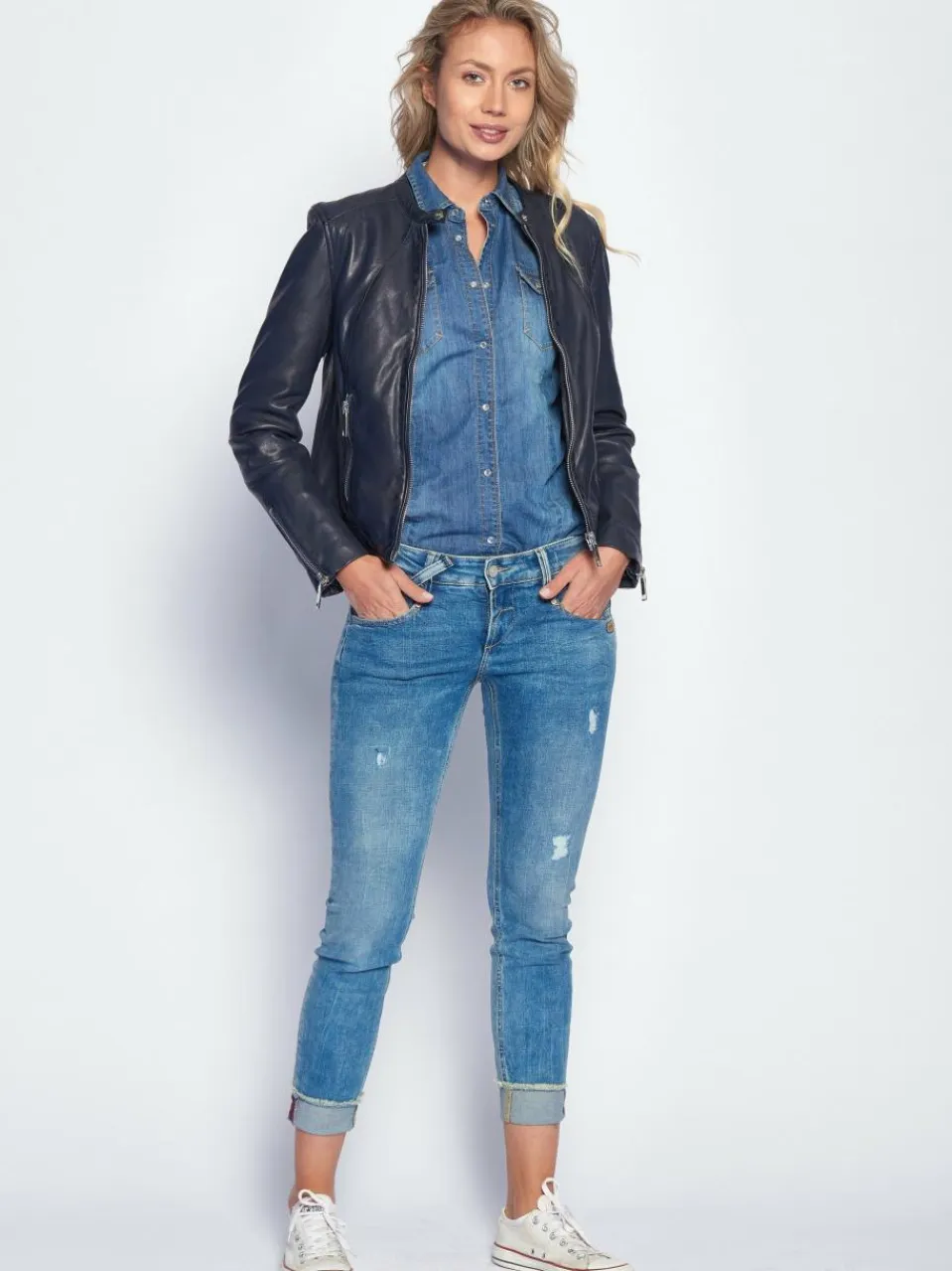 Maze Jacken & Westen<Damen Lederjacke blau uni