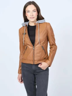 Mustang Jacken & Westen<Damen Lederjacke cognac uni
