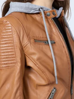 Mustang Jacken & Westen<Damen Lederjacke cognac uni