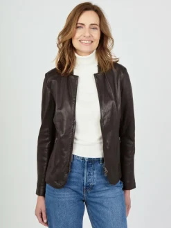 JCC Jacken & Westen<Damen Lederjacke braun uni