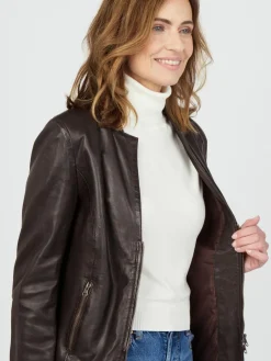 JCC Jacken & Westen<Damen Lederjacke braun uni