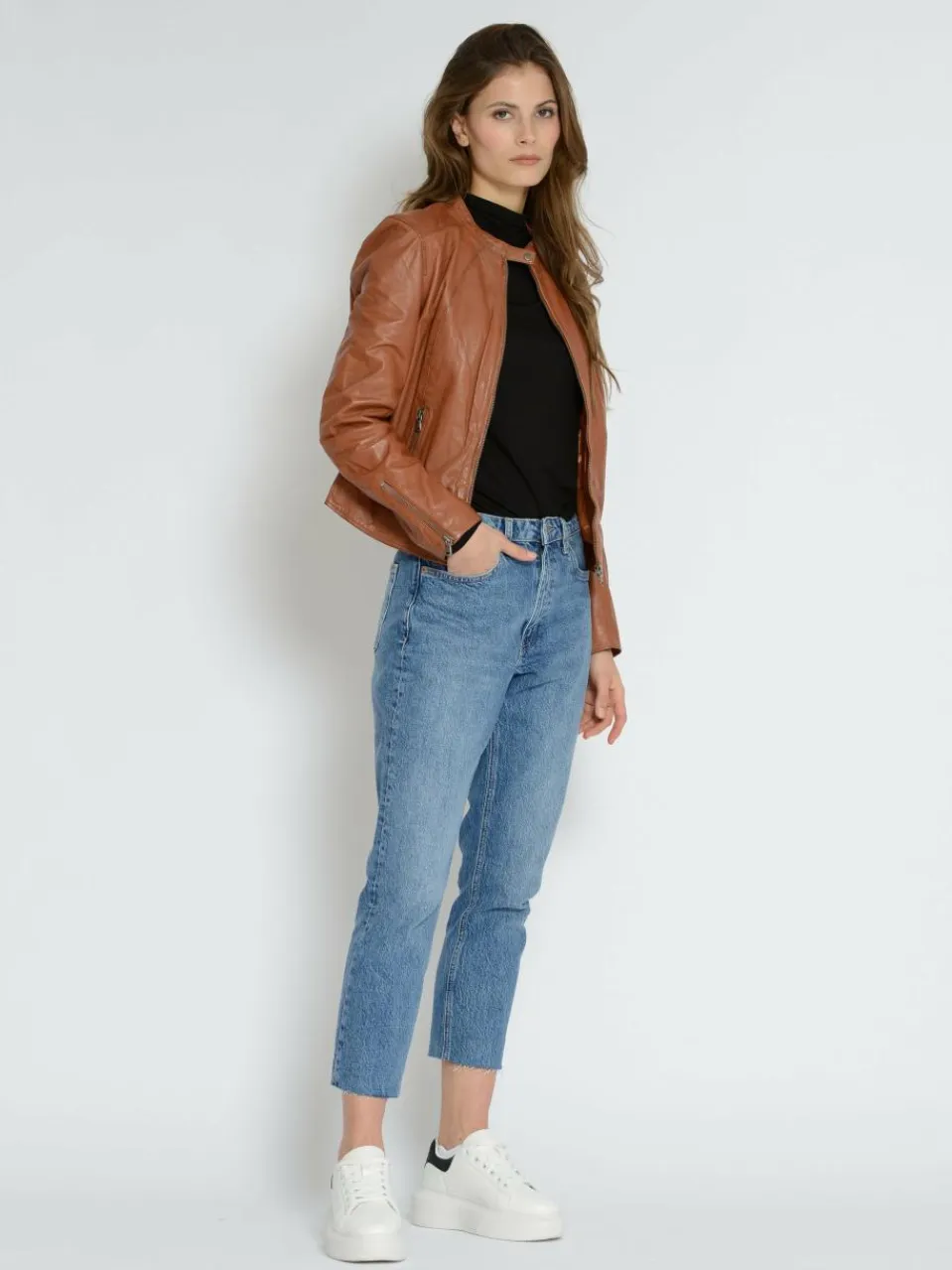 Maze Jacken & Westen<Damen Lederjacke cognac uni