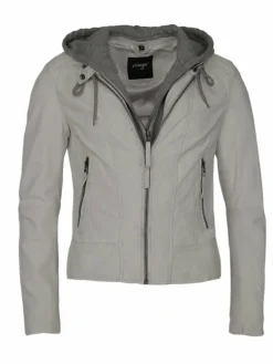 Maze Blazer<Damen Lederjacke hellgrau uni