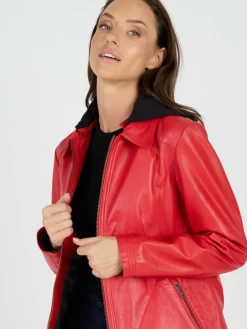 JCC Jacken & Westen<Damen Lederjacke rot uni