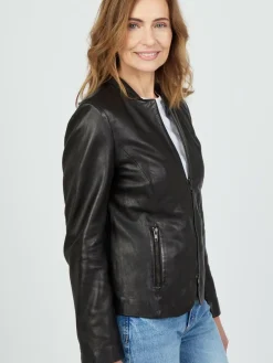 JCC Jacken & Westen<Damen Lederjacke schwarz uni