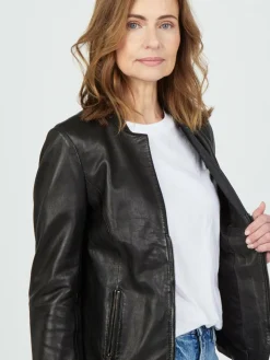 JCC Jacken & Westen<Damen Lederjacke schwarz uni