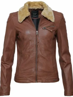 Maze Jacken & Westen<Damen Lederjacke kastanie uni