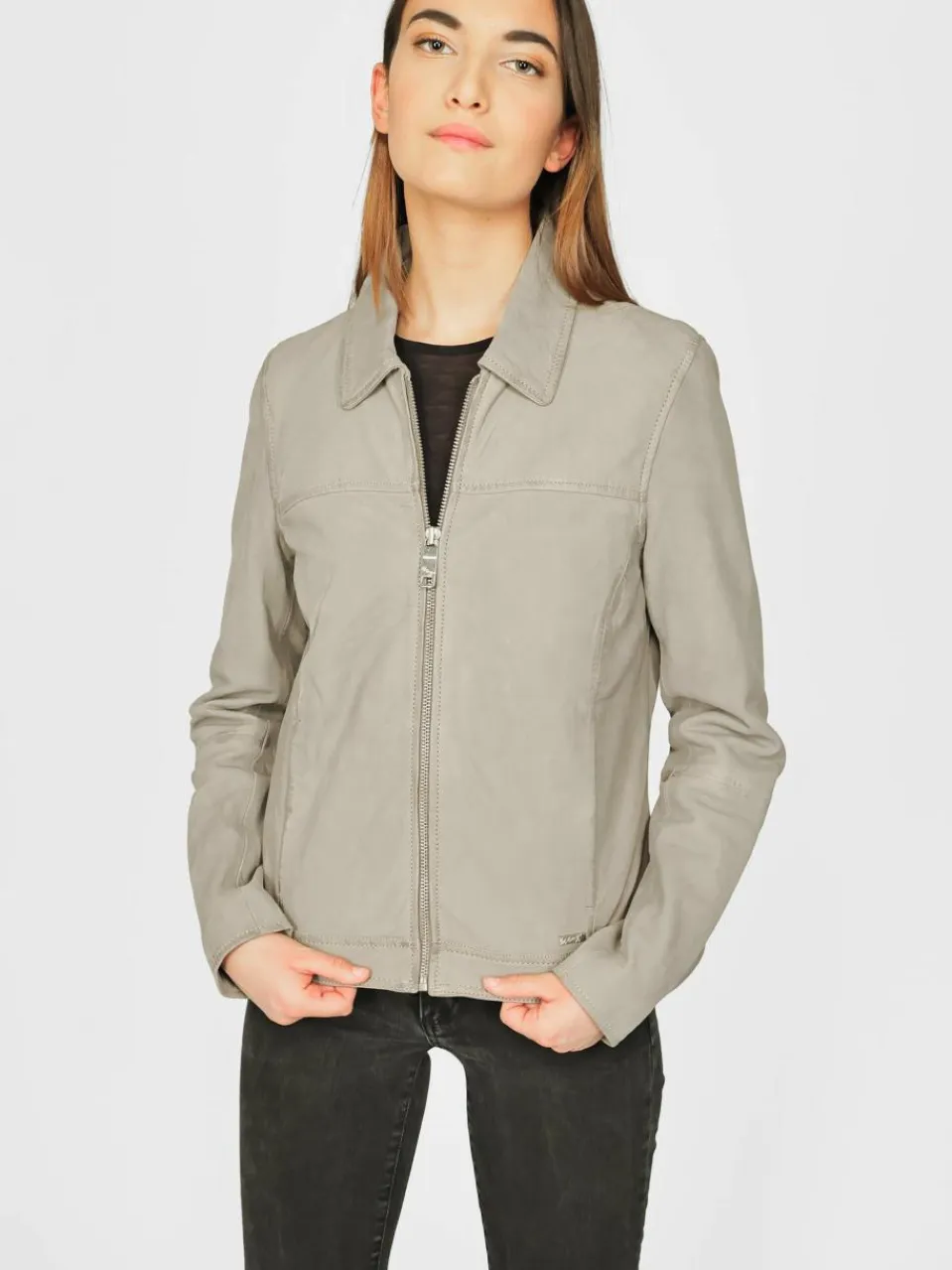Maze Jacken & Westen<Damen Lederjacke grau uni